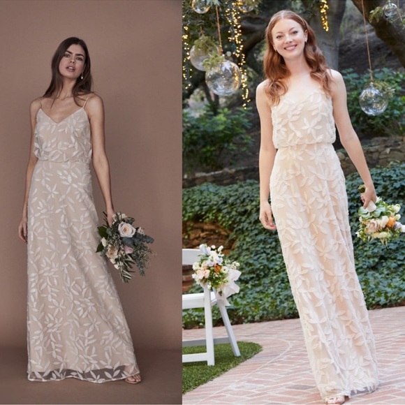 WAYF The Savannah Beaded Mesh Blouson Gown Pearl Petal Embroidery NWT Size XXS - Picture 2 of 4